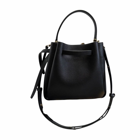 Tory Burch Romy  Black Pebble Leather Bucket Bag - Picture 6 of 12